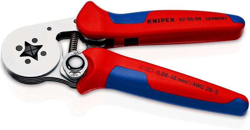 KNIPEX 97 55 04 SB Selbsteinstellende Crimpzange für Aderendhülsen mit Seiteneinführung mit Mehrkomponenten-Hüllen verchromt 180