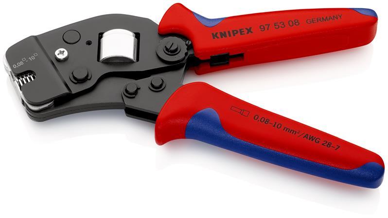 KNIPEX 97 53 08 SB Selbsteinstellende Crimpzange für Aderendhülsen mit Fronteinführung mit Mehrkomponenten-Hüllen brüniert 190 m