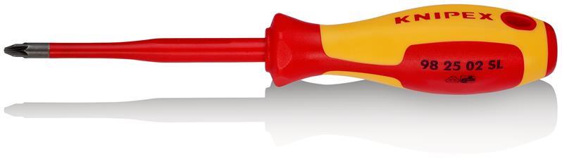 KNIPEX 98 25 02 SL Schraubendreher (Slim) für Kreuzschlitzschrauben Pozidriv® isolierender Mehrkomponenten-Griff, VDE-geprüft br KNIPEX 98 25 02 SL Schraubendreher (Slim) für Kreuzschlitzschrauben Pozidriv® isolierender Mehrkomponenten-Griff, VDE-geprüft br