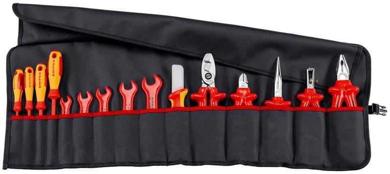 KNIPEX 98 99 13 Werkzeug-Rolltasche 15-teilig mit isolierten Werkzeugen für Arbeiten an elektrischen Anlagen