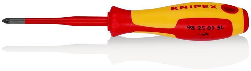 KNIPEX 98 25 01 SL Schraubendreher (Slim) für Kreuzschlitzschrauben Pozidriv® isolierender Mehrkomponenten-Griff, VDE-geprüft br KNIPEX 98 25 01 SL Schraubendreher (Slim) für Kreuzschlitzschrauben Pozidriv® isolierender Mehrkomponenten-Griff, VDE-geprüft br