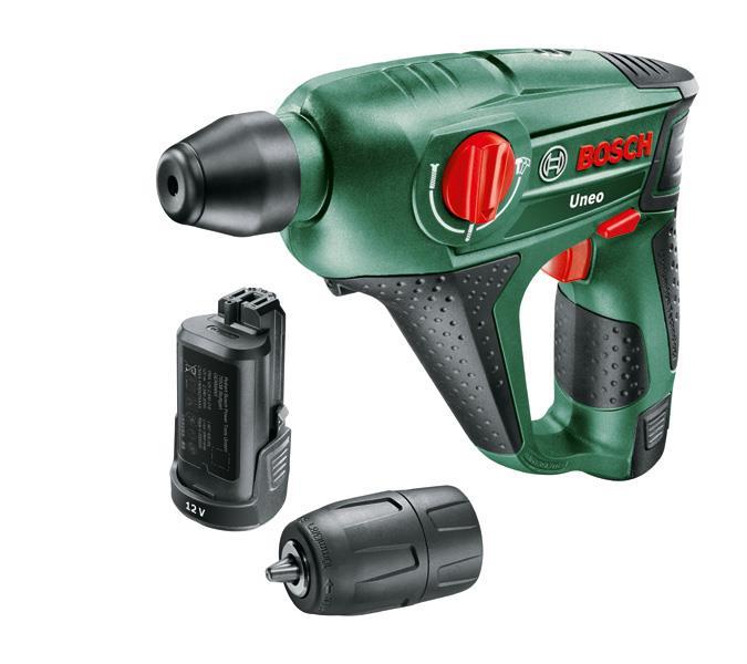 BOSCH Akku-Bohrhammer Uneo, mit 2 x PBA 12V 2.0 Ah Akku, Ladegerät AL 1115 CV