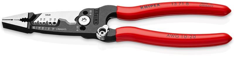 KNIPEX 13 71 8 WireStripper Multifunktions-Elektrikerzangen amerikanisches Modell mit Kunststoff überzogen schwarz atramentiert 