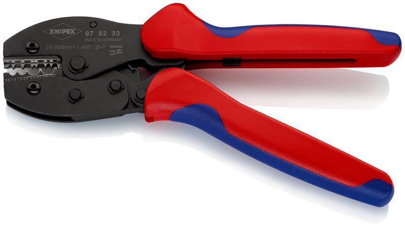 KNIPEX 97 52 33 SB PreciForce® Crimpzange mit Mehrkomponenten-Hüllen brüniert 220 mm (SB-Karte/Blister)