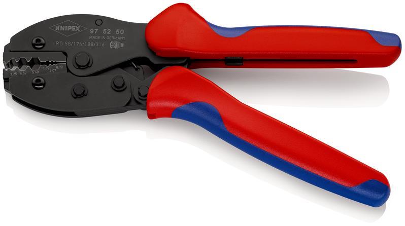 KNIPEX 97 52 50 SB PreciForce® Crimpzange mit Mehrkomponenten-Hüllen brüniert 220 mm (SB-Karte/Blister)