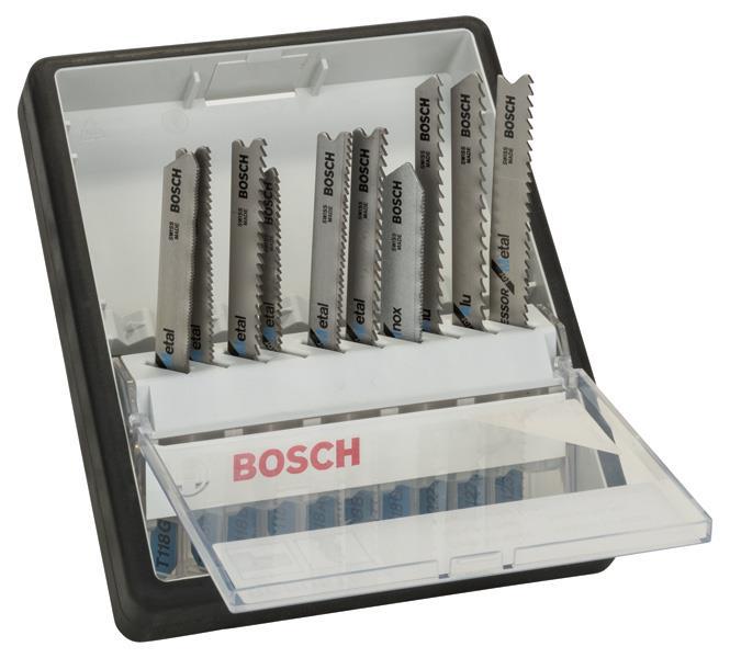 BOSCH 10-tlg. Stichsägeblatt-Set Metal, Robust Line, T-Schaft