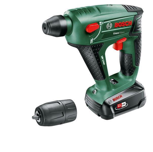 BOSCH Akku-Bohrhammer Uneo Maxx, 1 Akku PBA 18 V 2,5 Ah W-B, Ladg. AL 1830 CV u. Koff.