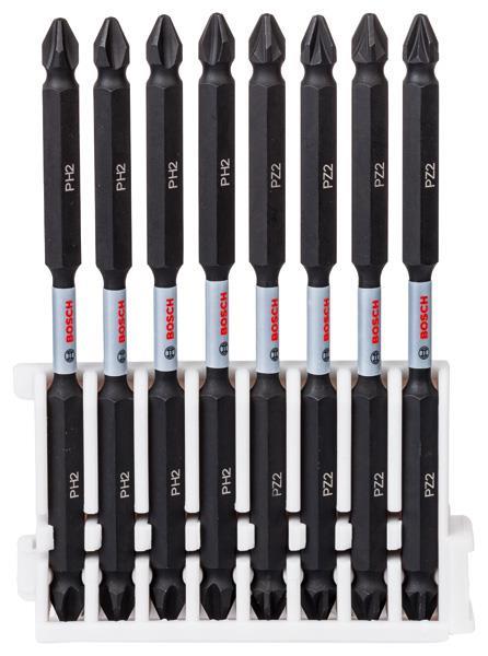 BOSCH Doppelklingen Schrauberbit-Set Impact Control, 8-teilig, 4 x PH2, 4 x PZ2,110 mm